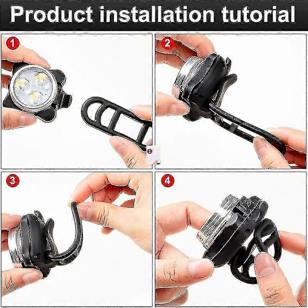 4-pak USB-genopladelige cykellys sæt for og bag LED cykel L...