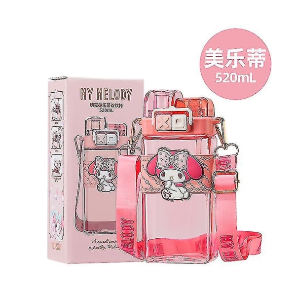 Uudet Kawaii Sanrioed Vesipullot Söpö Anime Cinnamoroll Kuromi Cartoon Kannettava Cup 520ml Pullo Lahja Lapsille Pojat Tytöt Lahja melody