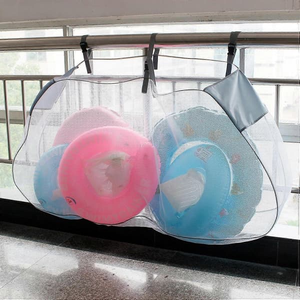 Pool Float Net Opbevaringspose, Mesh Pool Legetøjspose, Legetøjsopbevaring til Pool, Pool Float Net Opbevaringspose med Justerbare Stropper, Foldbar Pool Float Opbevaringsorgan Gray