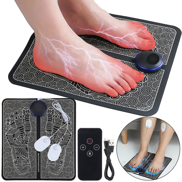 Ems Fot Akupunkt Massage Pad Fot Cirkulation Massager Ben Akupunkt Avslappningsverktyg Lindra trötthet, ömhet och slappna av muskler, 8 lägen 19 växlar