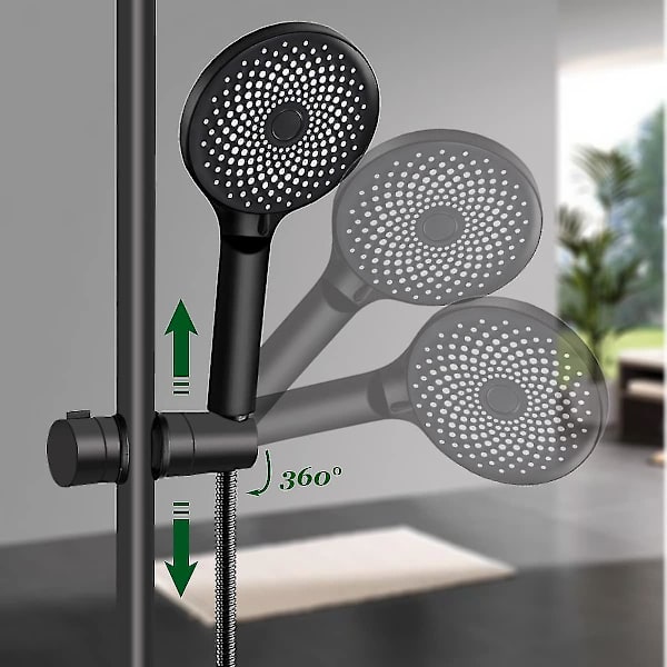 Brusehovedholder, Universal Sort Brusehovedholder Til 18-25mm Brusestang Solid Abs Fortykket Og Opgraderet Version Brusehovedholder, Mat Sort