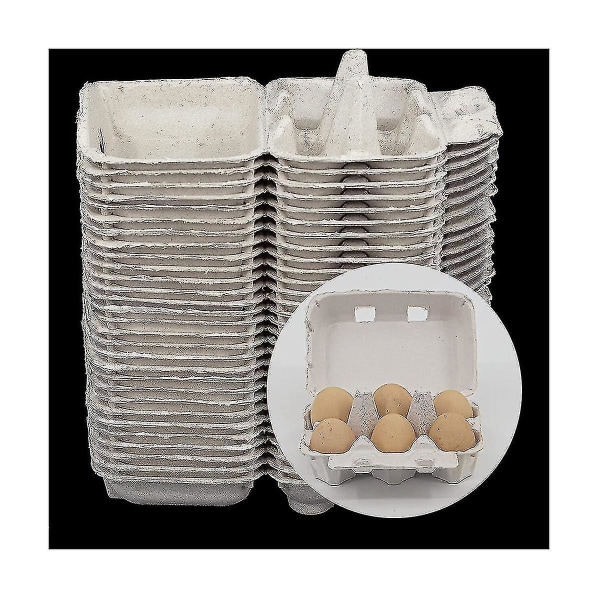 30 stykker papir eggekartonger for kyllingegg Massefiberholder Bulk rommer 6 antall egg Farm Market