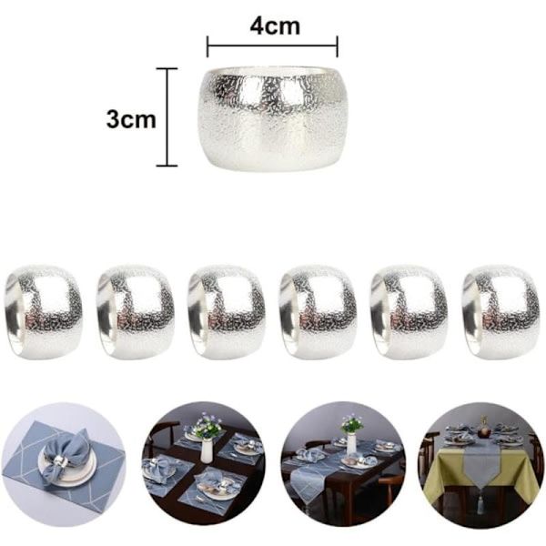 12-pack servettringar (silver) metallservettringar, för bröllopsmiddagar, julfester och påskmiddagsdekoration