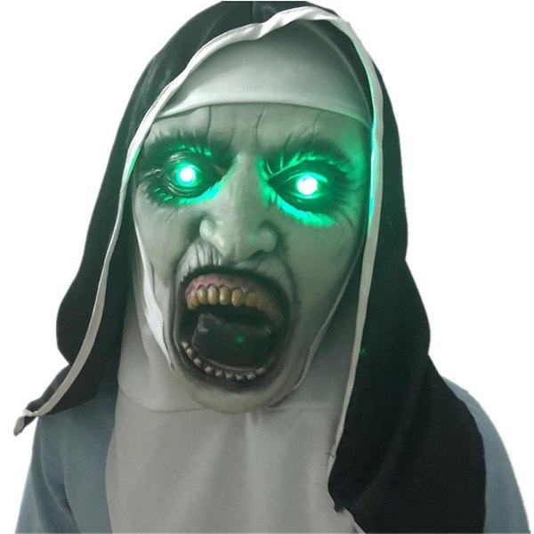 Halloween Party Nonne Skræmmende Latex Maske Med Tørklæde Fuldansigt Hjelm Hovedbeklædning Til Devil Cosplay Kostume Rekvisitter C