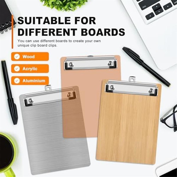 Pakke med 20 Clipboard Clips 12cm Monterbare Metal Papklips Kroge til Kontor, Håndværksprojekter