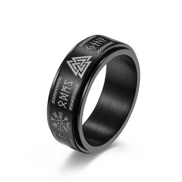 Vintage Viikinki Riimu Sormus Miehille Naisille Pyörivä Pohjoismainen Ruostumaton Teräs Odin Kolmio Sormus Punk Amuletti Korulahja-12