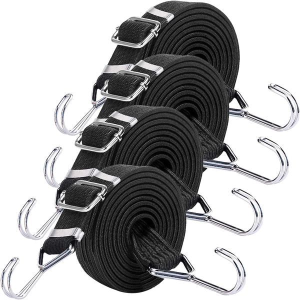 Elastiska snören med krok, 2 m elastiskt snöre med krok (4-pack)