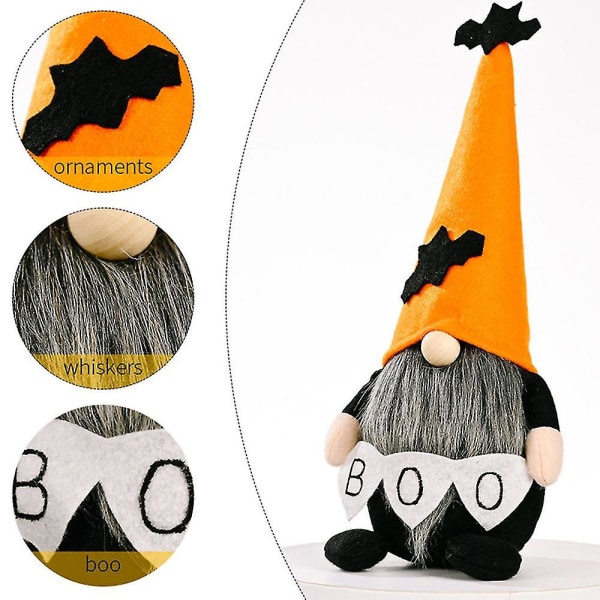 Ansiktsløs Gnome Svensk Dverg Plysj Leketøy Stående Utstoppet Dukke Halloween Gavedekorer Ornamenter Bat Hat