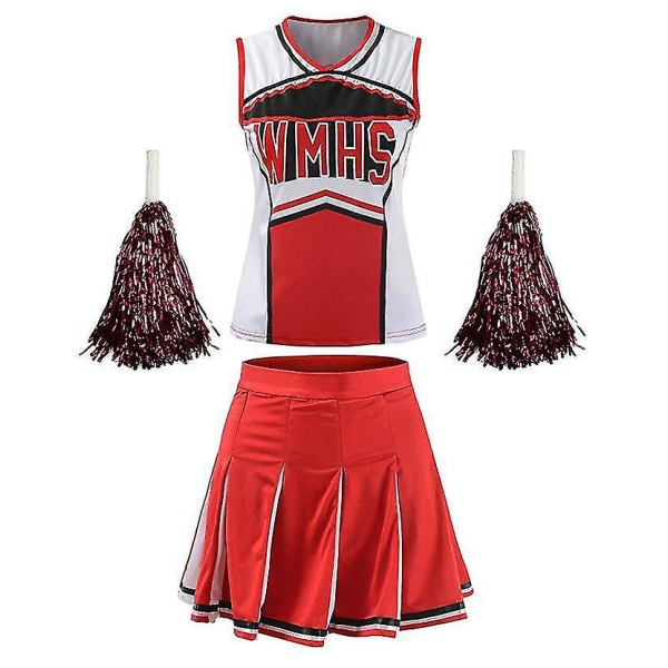 High School Glee Club Girl Cheerleader Kostym Glee Style Cheerleader Varsity Cheerleader Cheerios Kostym Fancy Dress Uniform Tw Red L
