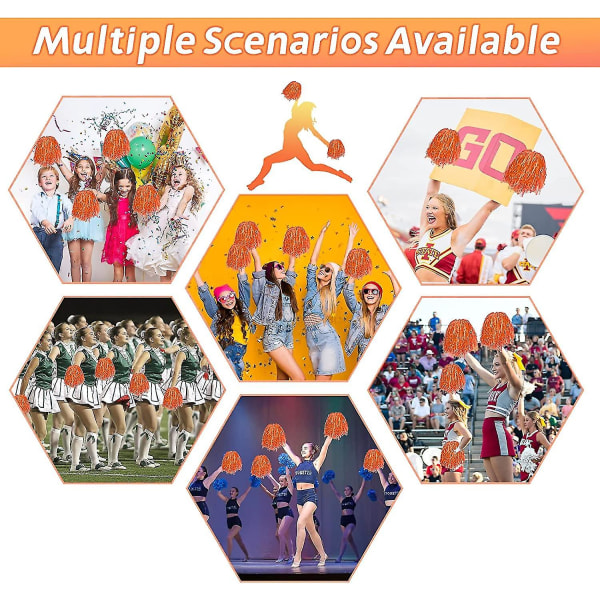 12 kpl Cheerleading Pom Poms mukavalla kahvalla, Ihastuttava Cheer Muoviset Pom Pom Pommit Cheerleader Pom Poms lapsille Aikuiset Cheering Squard Team Spi