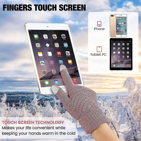 2 par vinter touch screen handsker varme uldforede strikkede handsker med elastiske manchetter