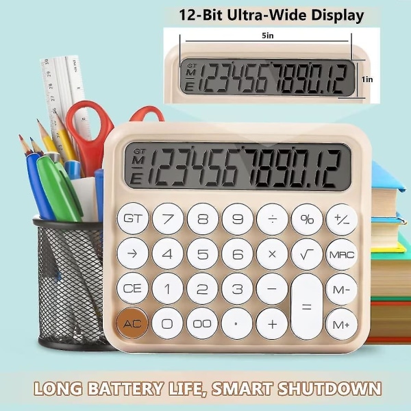 Miniräknare Stora knappar Skrivbordsräknare Miniräknare Söt miniräknare Stor med stor LCD-skärm 12-siffriga miniräknare för skola, kontor, hem