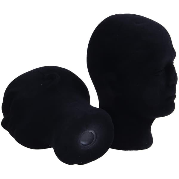 Polystyren sort skum mænd model mannequin hoved dummy stand butik display hat, 2 X sort