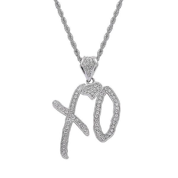Utsøkt Mote Hip Hop Rock Ice Out Bokstav Xo Cubic Zirconia Anheng Halskjede For Menn Kul Rock Party Smykker A Silver