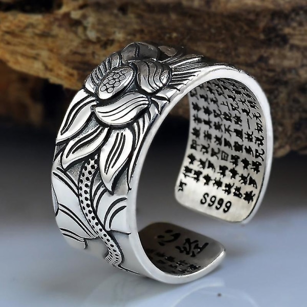 S999 Foot Anemone Ring Med Hjärta Sutra Justerbar Open End Finger Ring Smycken Present