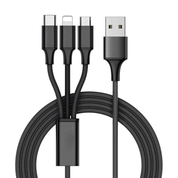 2-pakkaus Latureita - Monitoimilatauskaapeli 3in1, USB-C, Micro-USB, iPhone - 1,2 m