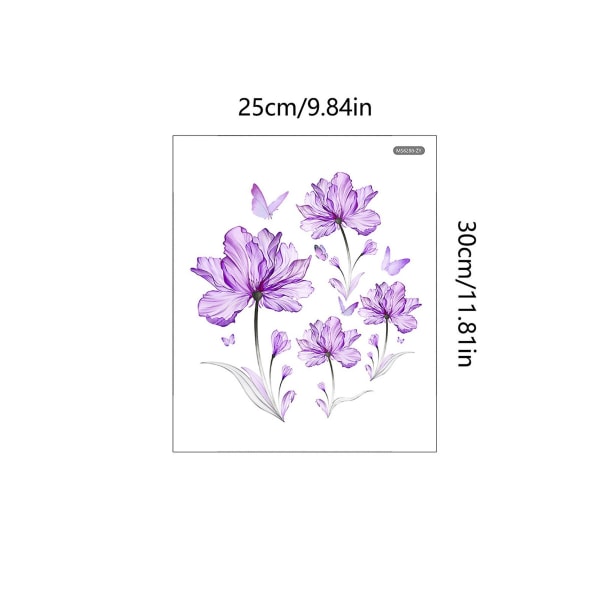 Toalettklistremerke med levende farger, blomsterklistremerke, langvarig vanntett PVC-veggdekor for hjemmet, baderom