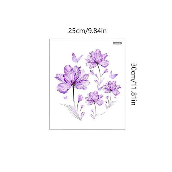 Toalettstickers med Levande Färger Blommönster Långvarig Vattentät PVC Väggdekaler för Hembadrum