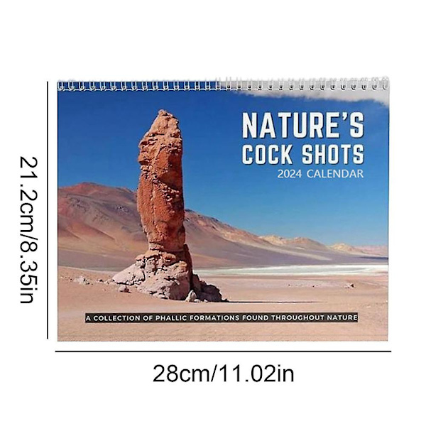 Nature's Cock Shots 2024 Kalender, Nature's Dicks Kalender 2024, Sjov Kalender, Joke Gave, Dicks Of Nature Vægkalender Prank Kreativ Ga