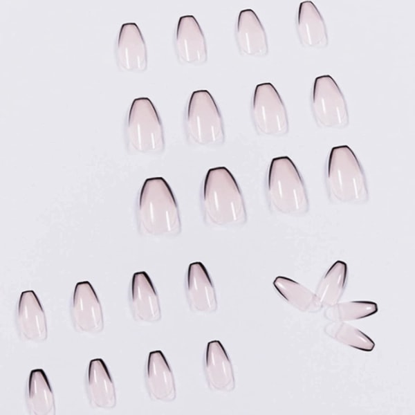 Cover akryl svarta falska naglar - 24st medelstora trycknaglar med design för kvinnor