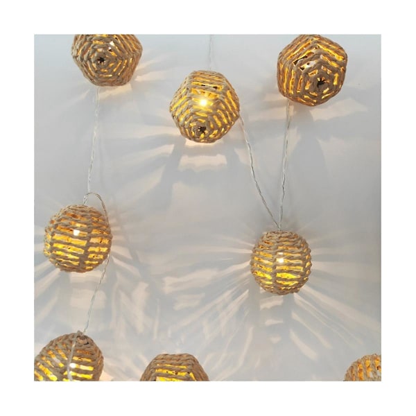2,5M 10LED Papir Rattan Bold Lys Dekoration Julefestival Lysstreng Lysstreng Hængende