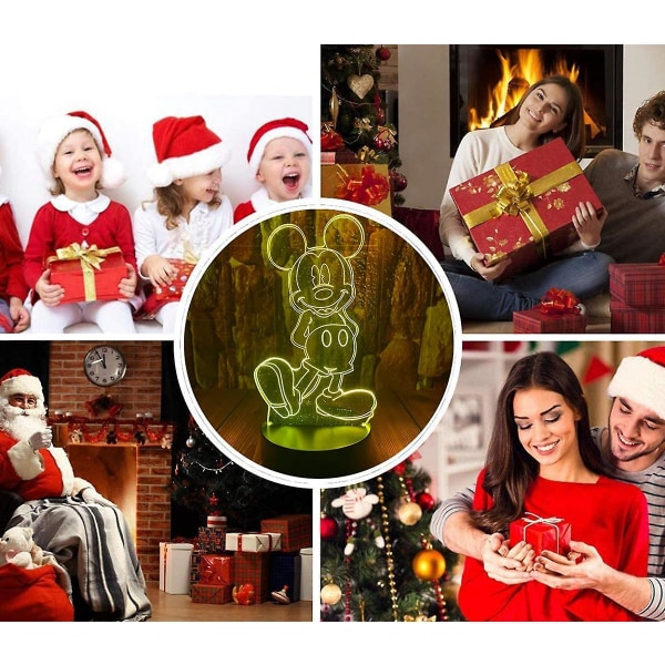 Mickey Mouse Minnie Mus Leker 3D LED Akryl Nattlys Med Fjernkontroll & Smart Touch 16 Farger Endring Dimbar USB Drevet Soveromsdekorasjon