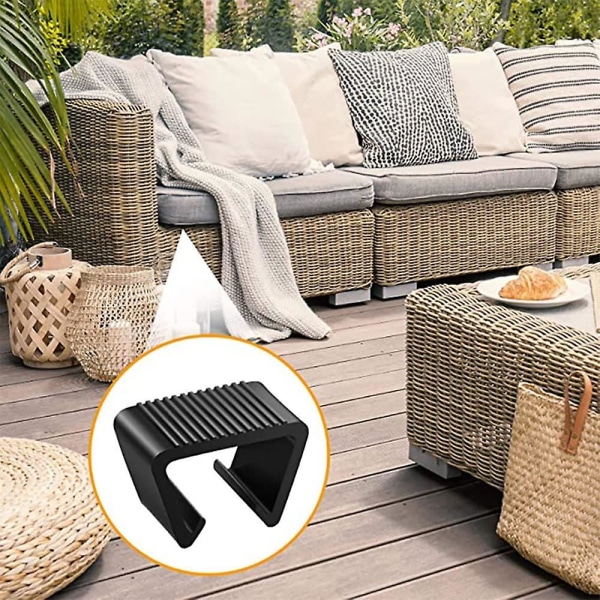 12 stk. Rattan Møbelclips Udendørs Havemøbler Fletmøbler Justeringsclips Plastik Rattan Sofaclips Til Have Udendørs Sofa Havemøbler, Sort