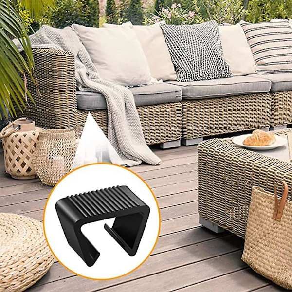 12 stk. Rattan Møbelklemmer Utendørs Hagemøbler Flettet Møbel Justeringsklemmer Plast Rattan Sofaklemmer For Hage Utendørs Sofa Hagemøbler, Svart