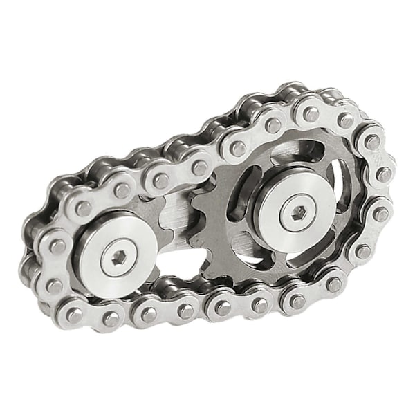 Cykelkedja Kugghjul Fidget Spinner Metall Drev Högkvalitativt Gyro Rostfritt Stål Nyhet Leksak silver-black