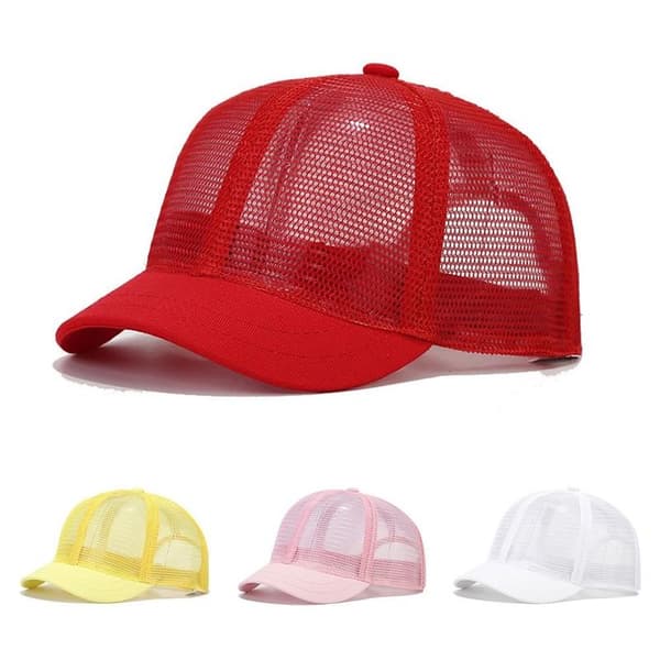 New Short Brim Baseball Cap Full Mesh Breathable Thin Topped Cap grey