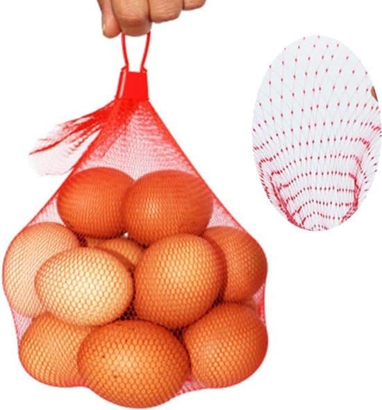 100 Pieces - Egg Net Bags - Mesh Bags - Nylon Mesh - With Drawstring Closure - Reusable Nylon Mesh - Polyethylene Storage Bags