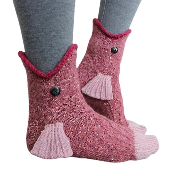 Unisex Xmas Strikket Dyremønster Sokker Funky Novelty Mid Calf Sokker Julegave Carp