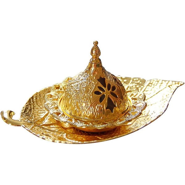 Metal røgelse brænder Frankincense brænder metal håndværk ornamenter - ideel til yoga, spa og aromaterapi (guld 1 stk)