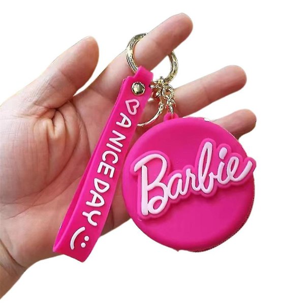 Barbie Filmplånbok Nyckelring Nyckelring Kawaii Pink Girls Barn Myntväska Väska Hänge Ornament Dekorationer Presenter B