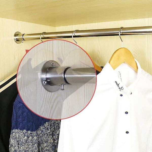 2 stycken runda rörfästen i rostfritt stål, garderobsstångshållare 19mm