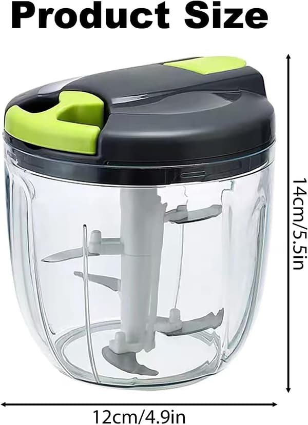 Håndmatkutter med rustfrie stålblader 900 ml, grønnsakskutter, løkkutter, hvitløkskutter, manuell matprosessor egnet