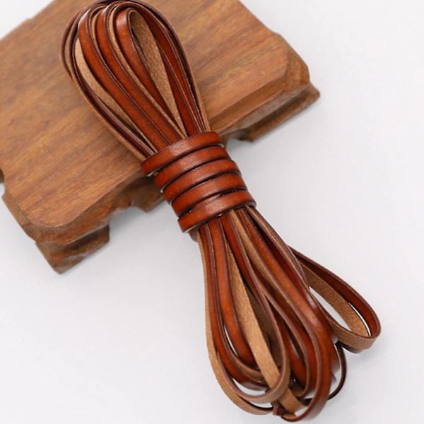 1 rull 5mm kuskinn lærstreng Flat lær Perlesnor Lærstreng Snor Tau Smykkefremstillingsutstyr For DIY Håndverk Flettet Armbånd Halskjede
