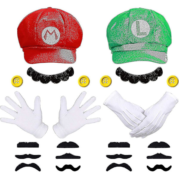 Super Mario Bros Mario Ja Luigi Hatut, Lakit, Viikset, Hanskat, Napit, Cosplay-asu