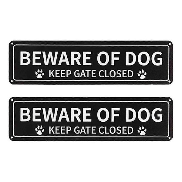2-pack Varning för Hund Skylt, 30x7,6 cm Rostfri 0,1 cm Aluminiumskylt, Reflekterande, Blekningssäker, UV-skyddad