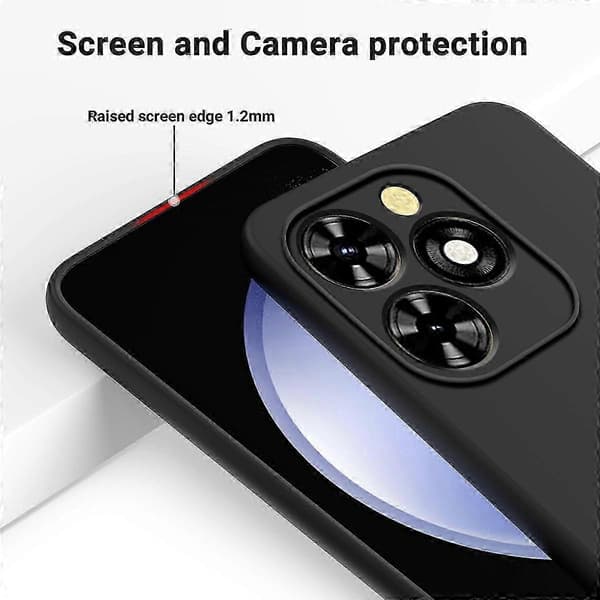 Solid Färg Flytande Silikon Fallsäker Full Täckning Skyddsfodral Black For Tecno Spark 20 Pro