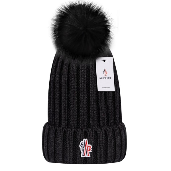 Monipuolinen talvihattu villasta lämmin villahattu neulottu hattu villapallomustaa black moncler Small label