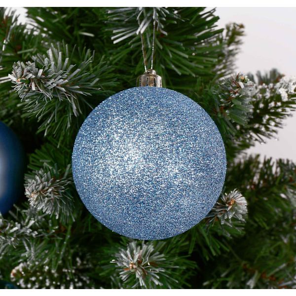 Blå julekuler, plastsett, 8 cm julepynt, 9 stk. Blå