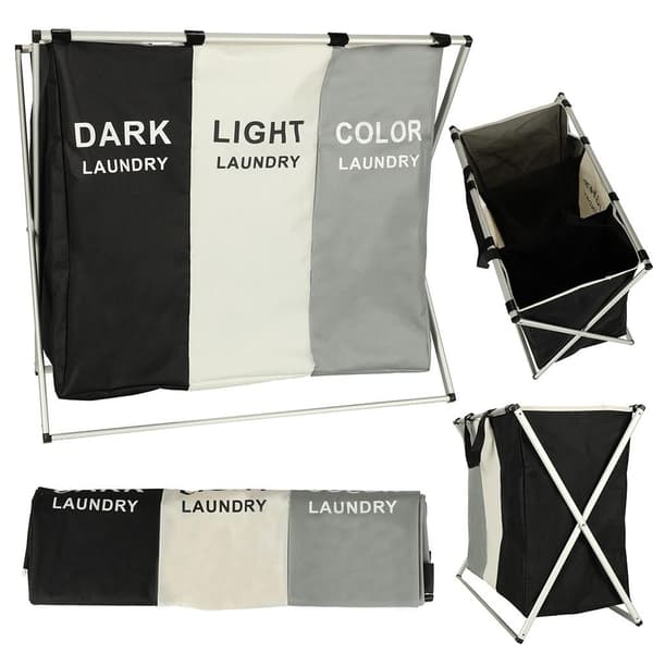 Foldable Laundry Basket with 3 Compartments – 135 Liters