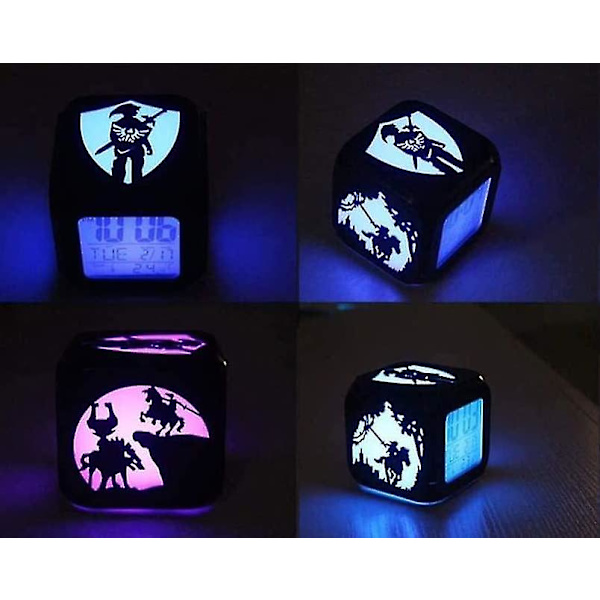 The Legend of Zelda Kreativt 3D Stereo LED Lille Vækkeur Børneværelse Soveværelse LED Natlys Elektronisk Ur Sengelampe - USB-opladning