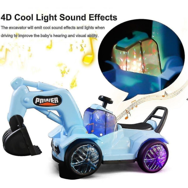 Glidende gravemaskine bil børn med lys Blue