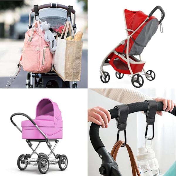 2 stk Barnevogn Henger Klips, Heavy Duty Barnevogn Henger Klips Buggy Klips, for Mamma Bleieveske, Barnevogn, Ryggsekk, Handlekurv