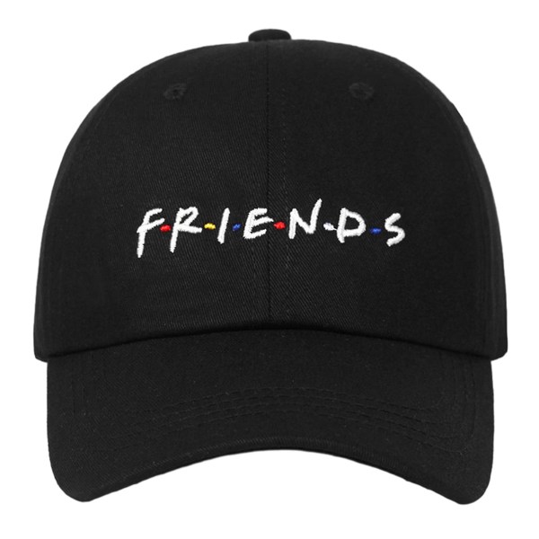 Unisex FRIENDS Broderet Peaked Cap åndbar multifunktions hat til udendørs aktiviteter Black