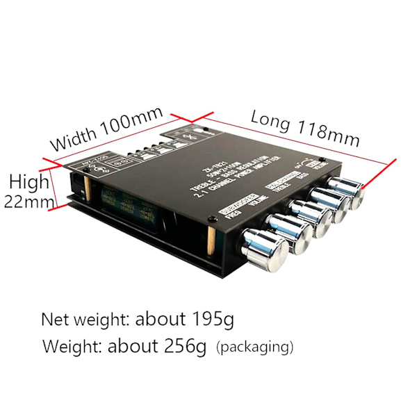 Zk-tb21 2.1 Kanals Forsterker Bluetooth Digital Effektforsterker Modul 50wx2 +100w Diy
