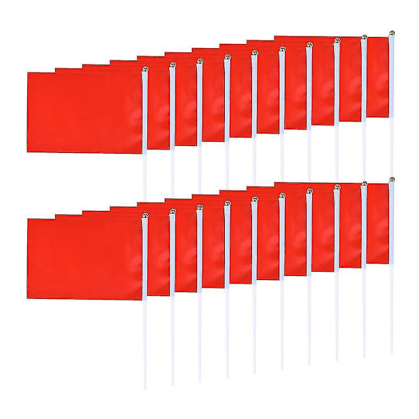 100 st Handhållna Fyrkantsflaggor Enfärgad Miniflagga Festtillbehör Partyfirande Flaggor (röd)