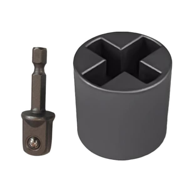UOYOTT Topadapter til boremaskine, 2 i 1 kraftig topkonverter til sakselift, rustfrit stål, nemt dækskifte T Jack socket + adapter One size